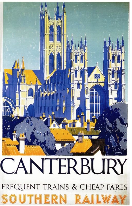 Vintage Southern Railway Canterbury Cathedral Railway Poster A4/A3/A2/A1 Print