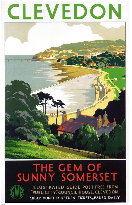 Vintage GWR Clevedon North Somerset Railway Poster A4/A3/A2/A1 Print