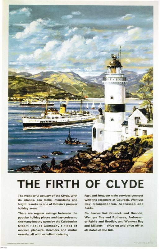 Vintage Caledonian Steam Company Firth of Clyde Ferry Railway Poster A4/A3/A2/A1 Print