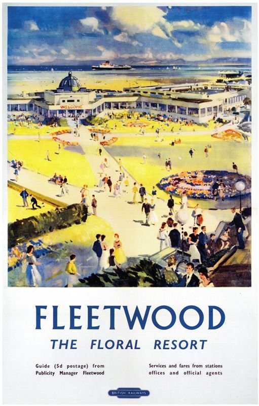 Vintage British Rail Fleetwood Lancashire Railway Poster A4/A3/A2/A1 Print