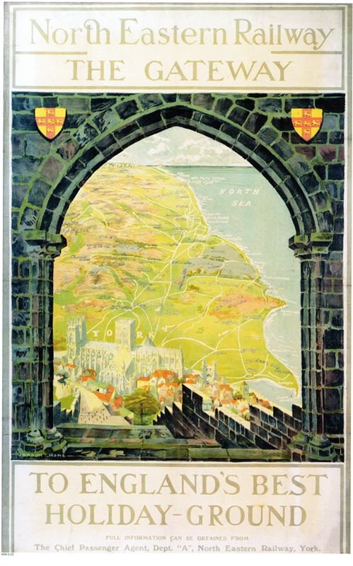 Vintage NER Gateway To North East England Railway Poster A4/A3/A2/A1 Print