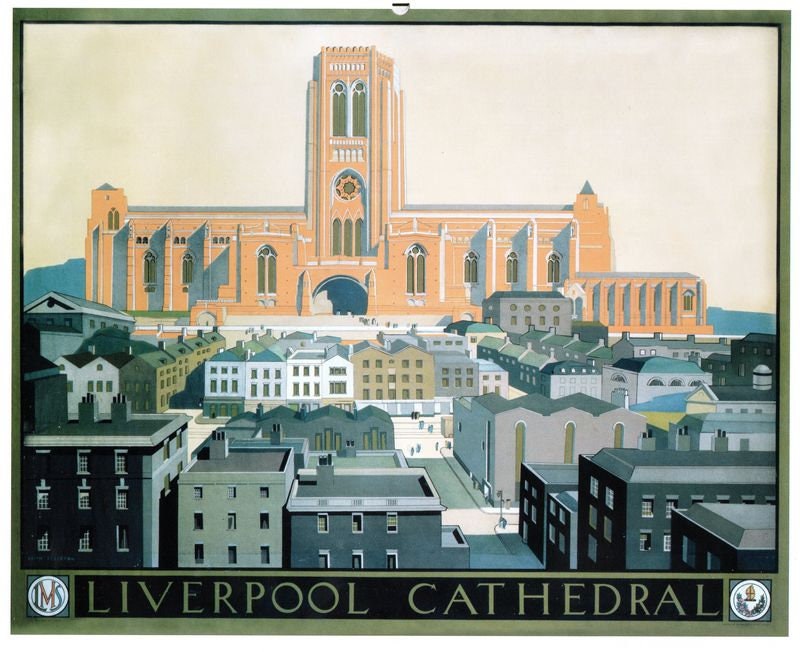 Vintage LMS Liverpool Cathedral Railway Poster A4/A3/A2/A1 Print