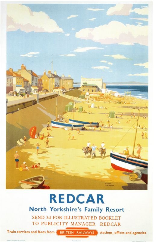 Vintage British Rail Redcar Beach Railway Poster A4/A3/A2/A1 Print