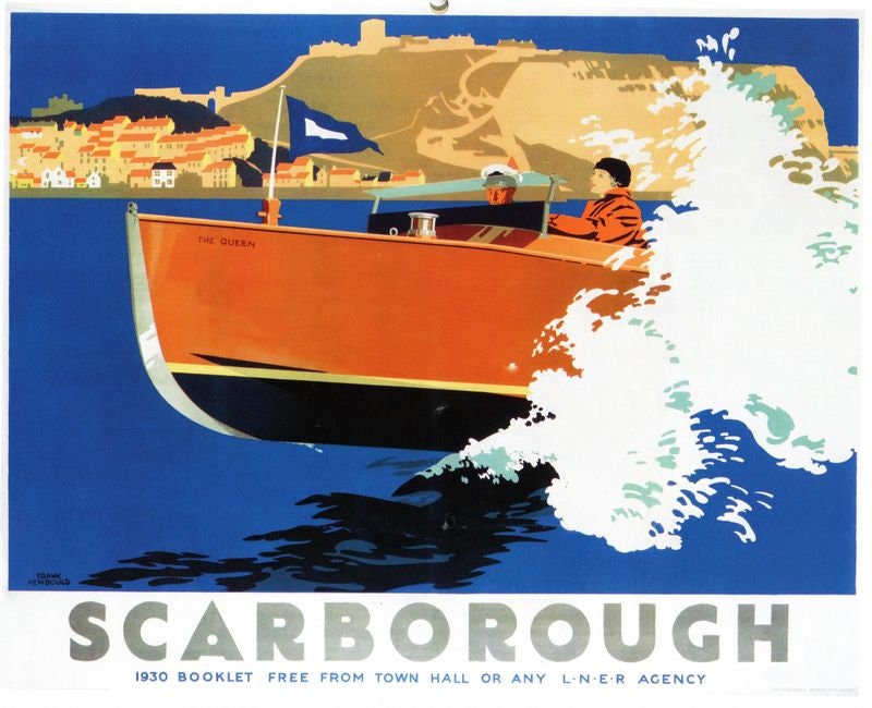 Vintage LNER Scarborough Motor Boat Railway Poster A4/A3/A2/A1 Print