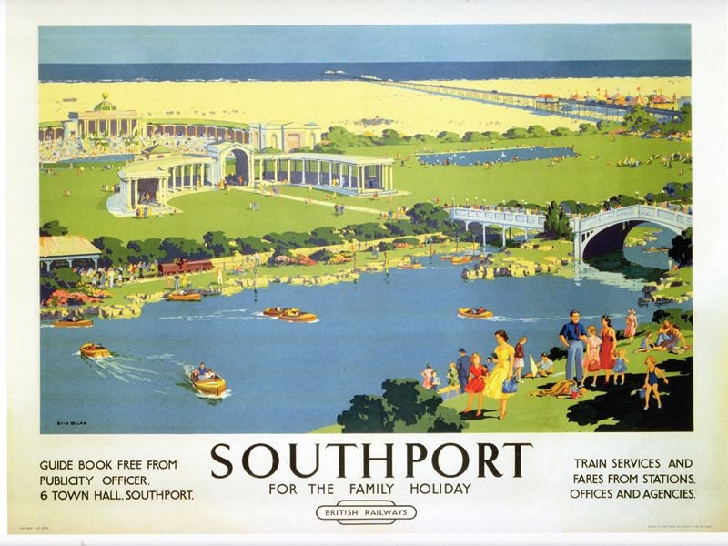 Vintage British Rail Southport Family Holidays Railway Poster A4/A3/A2/A1 Print