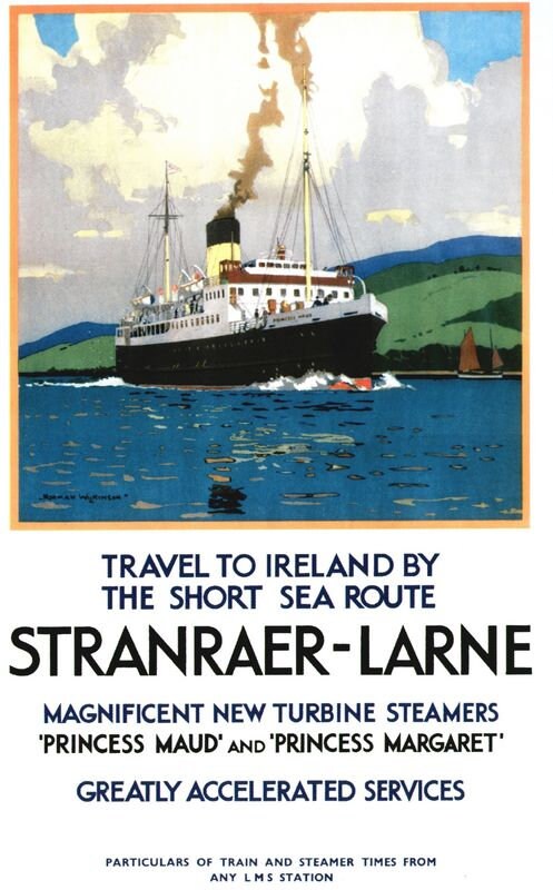 Vintage Stranraer to Larne Northern Ireland Ferry  Poster A4/A3/A2/A1 Print