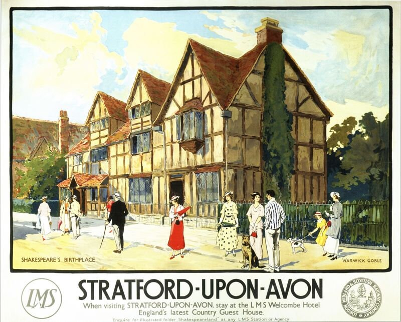 Vintage LMS Stratford Upon Avon Shakespeares Birthplace Railway  Poster A4/A3/A2/A1 Print