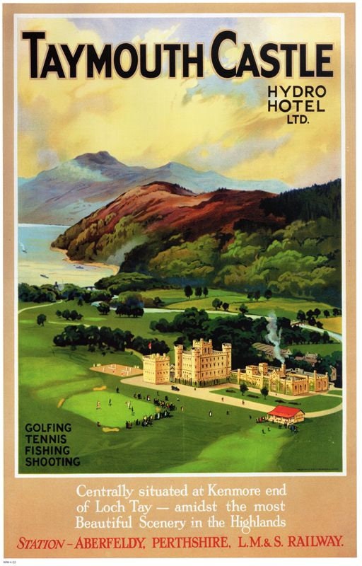 Vintage LMS Taymouth Castle Perthshire Scotland Railway Poster A4/A3/A2/A1 Print