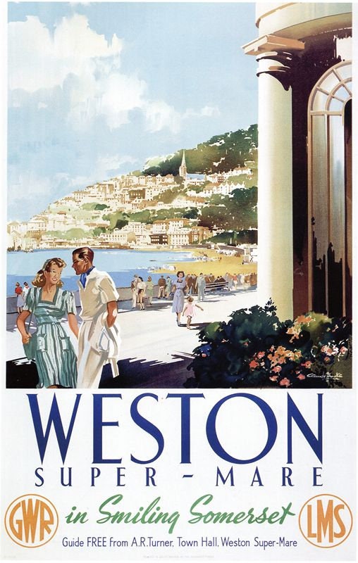 Vintage GWR Weston Super Mare Railway Poster A4/A3/A2/A1 Print