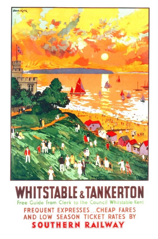 Vintage Southern Railway Whitstable Tankerton Kent Railway Poster A4/A ...