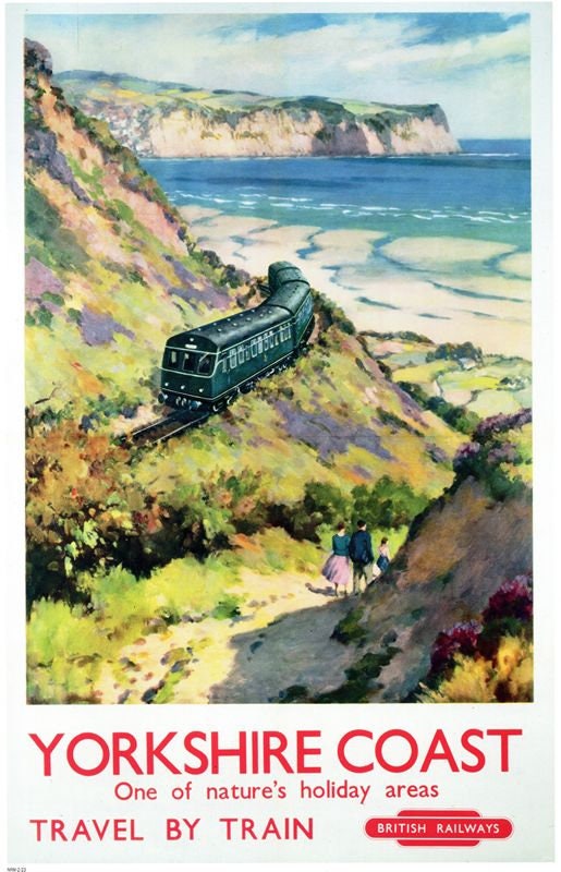 Vintage British Rail Yorkshire Coast By Train Railway Poster A4/A3/A2/A1 Print