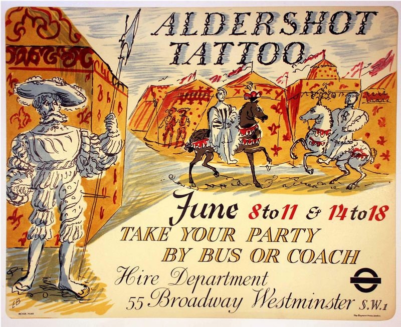 Vintage 1938 Aldershot Military Tattoo Poster Print A3/A4