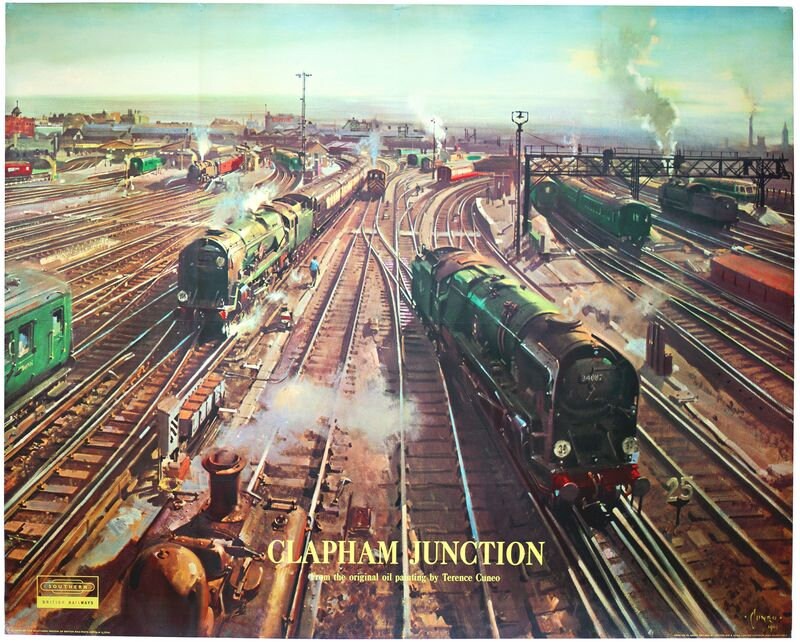 Vintage British Rail Clapham Junction Railway Poster Print A3/A4