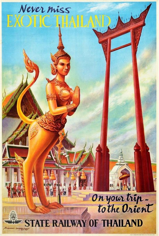 Vintage Thailand Railways Tourism Poster Print A3/A4