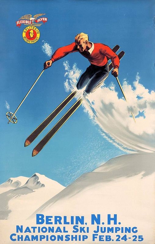 Vintage USA National Ski Jumping Championships Berlin NH Poster Print A3/A4