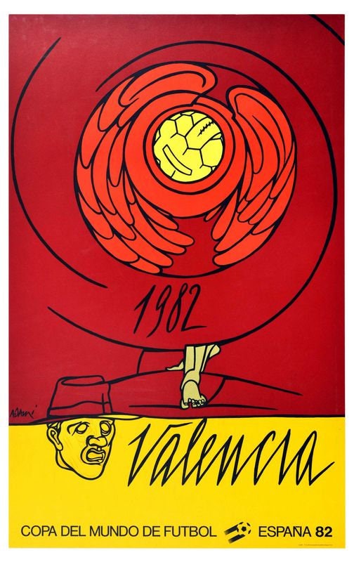 Vintage 1982 Football World Cup Valencia Spain Poster Print A3/A4