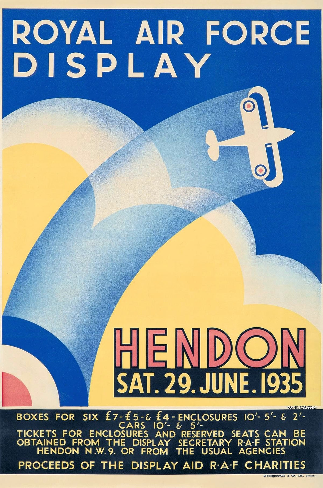 Vintage 1935 Royal Air Force Display Hendon Poster Print A3/A4