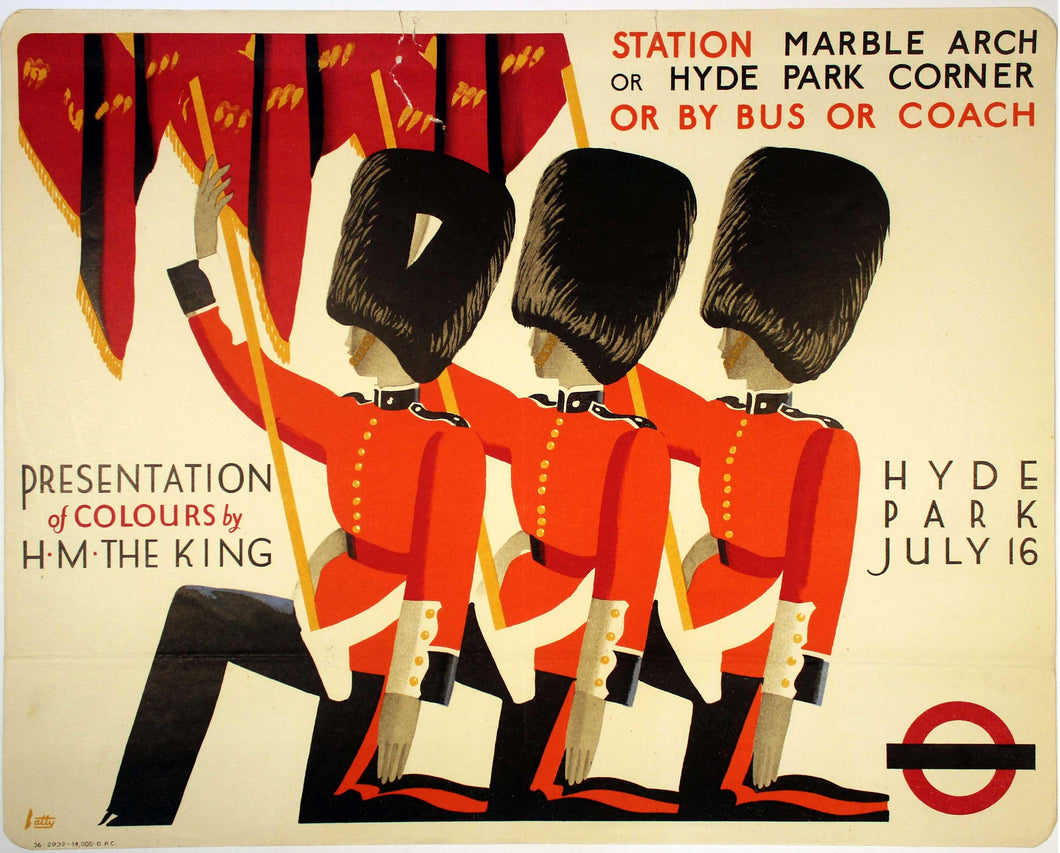 Vintage 1936 Presenting The King's Colours Ceremony Poster Print A3/A4