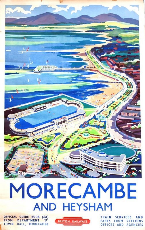 Vintage British Rail Morecambe Lancashire Railway Poster Print A3/A4