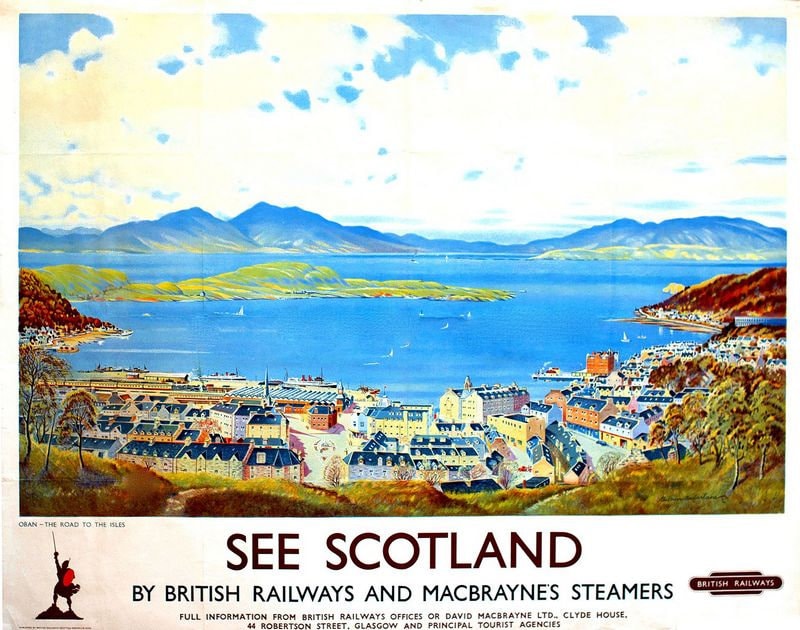 Vintage British Rail Oban Scotland Railway Poster Print A3/A4