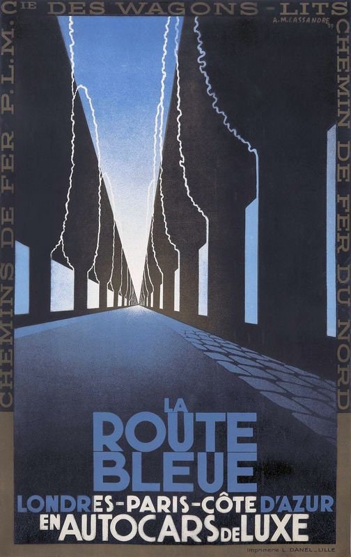 Vintage Blue Route London Cote D Azur French Railway Poster Print A3/A4