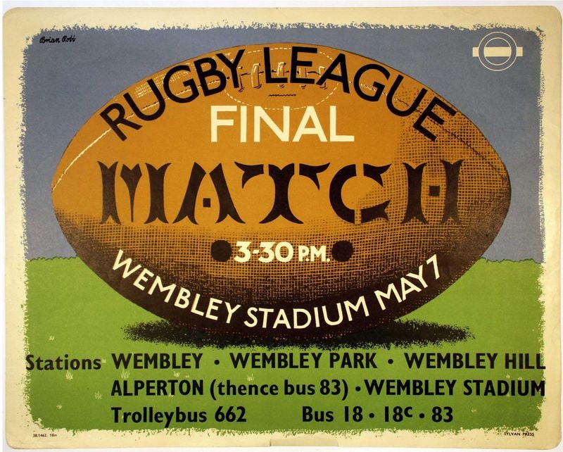 Vintage 1938 Rugby League Challenge Cup Final Wembley Poster Print A3/A4