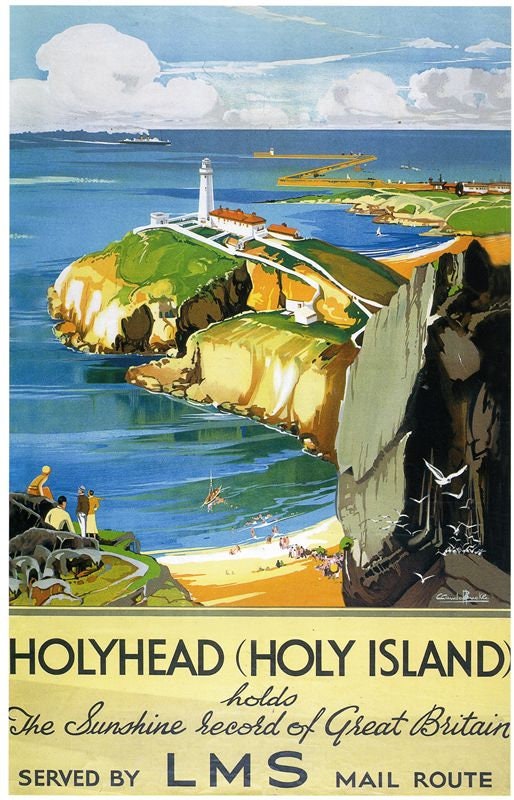 Vintage LMS Holyhead Anglesey North Wales Railway Poster A4/A3/A2/A1 Print