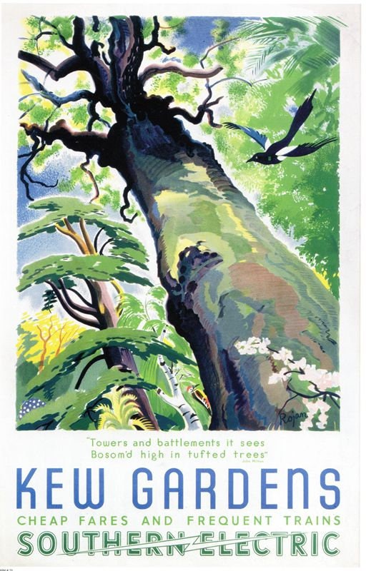 Vintage Southern Electric Kew Gardens Railway Poster A4/A3/A2/A1 Print