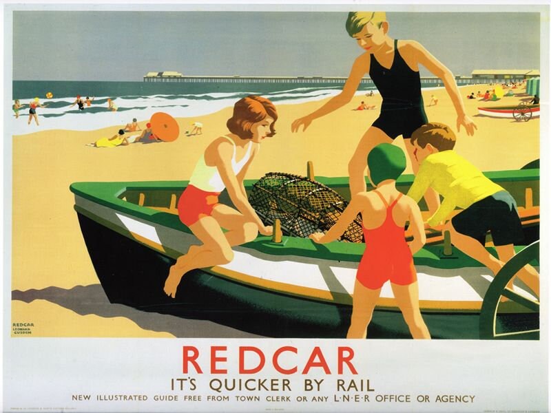 Vintage LNER Redcar Beach Railway Poster A4/A3/A2/A1 Print