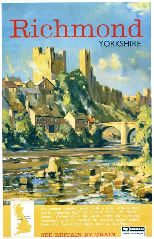 Vintage British Rail Richmond Castle Yorkshire Railway Poster A4/A3/A2/A1 Print