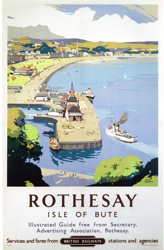 Vintage British Rail Rothesay Isle of Bute Railway Poster A4/A3/A2/A1 Print