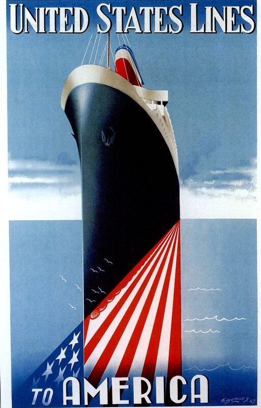 Vintage United States Lines Ship Cruise Poster A4/A3/A2/A1 Print