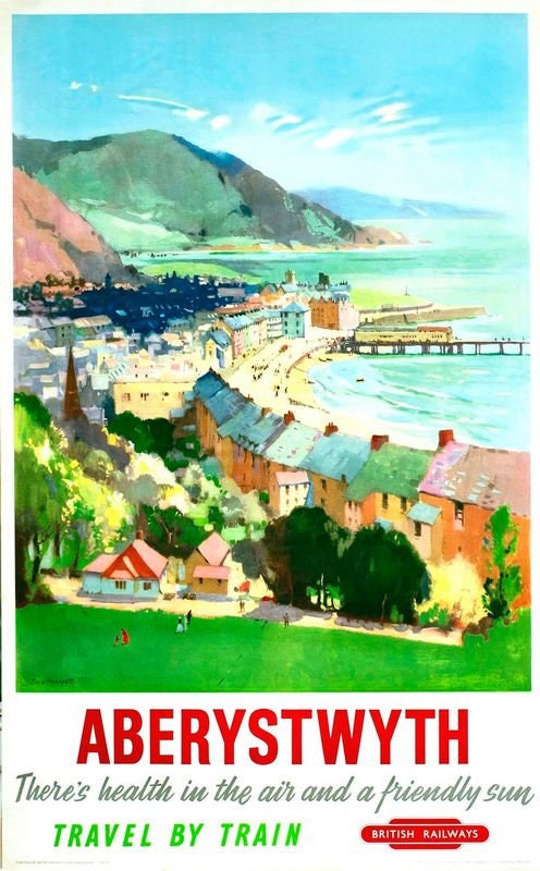 Vintage British Rail Aberystwyth Wales Railway Poster Print A3/A4