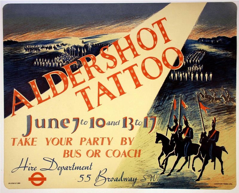 Vintage 1939 Aldershot Military Tattoo Poster Print A3/A4