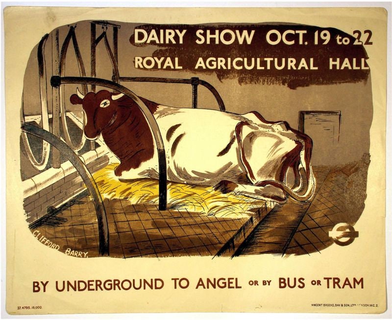 Vintage 1937 London Agricultural Dairy Show Poster Print A3/A4