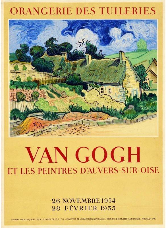 Vintage 1954 French Van Gogh Art Exhibition Poster Print A3/A4
