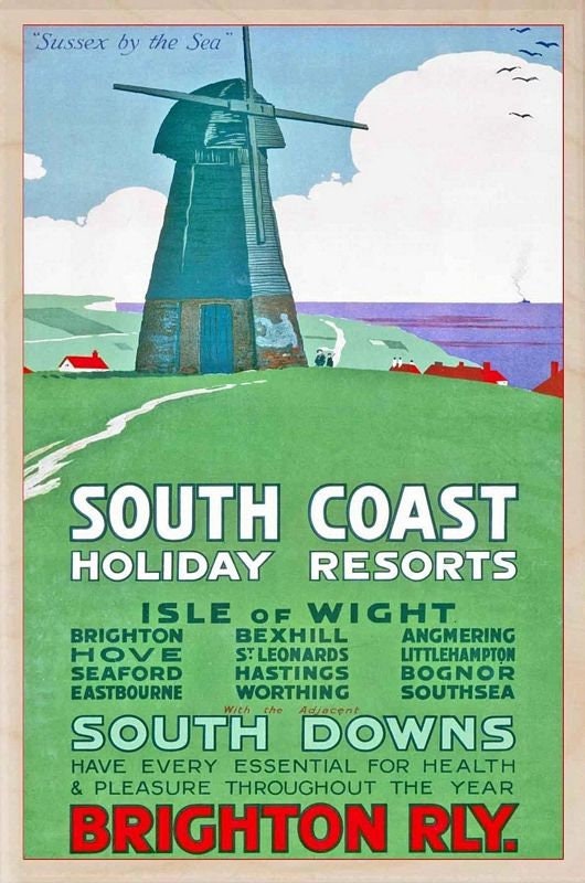 Vintage Brighton Railway Rottingdean Windmill Railway Poster Print A3/A4