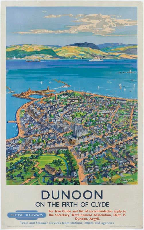 Vintage British Rail Dunoon Firth of Clyde Railway Poster Print A3/A4