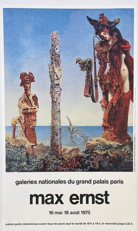 Vintage 1975 Max Ernst Paris Art Exhibition Poster Print A3/A4