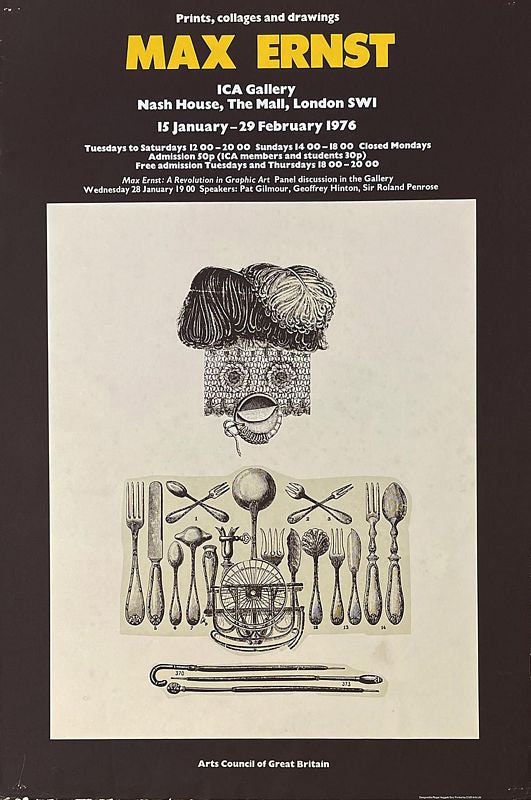 Vintage 1976 Max Ernst Paris Art Exhibition Poster Print A3/A4