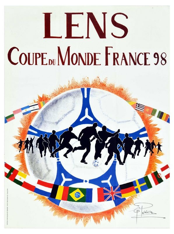 Vintage 1998 Soccer World Cup France Lens Tourism Poster Print A3/A4