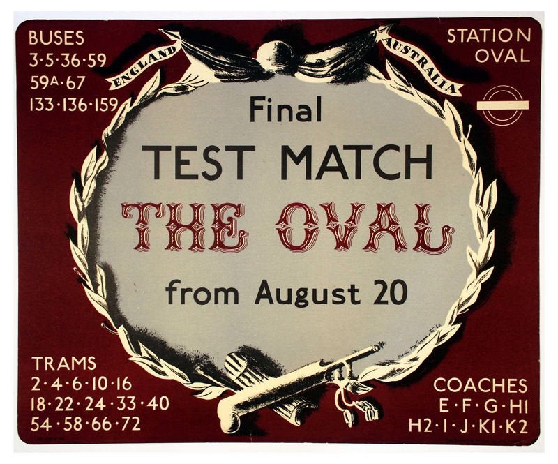 Vintage 1938 England Australia Cricket Test at The Oval Poster Print A3/A4