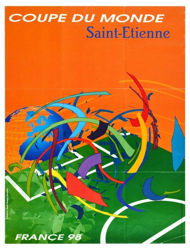 Vintage 1998 Soccer World Cup France Saint Etienne Tourism Poster Print A3/A4