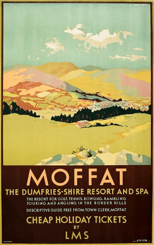 Vintage LMS Moffat Dumfrieshire Scotland Railway Poster Print A3/A4