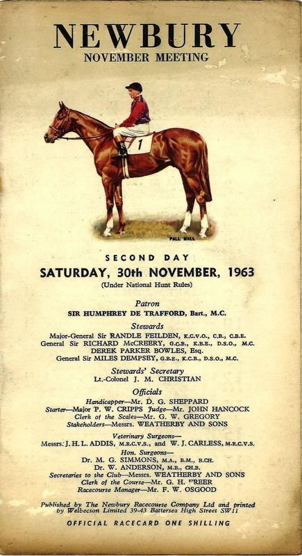 Vintage 1963 Newbury Horse Racing Poster Print A3/A4