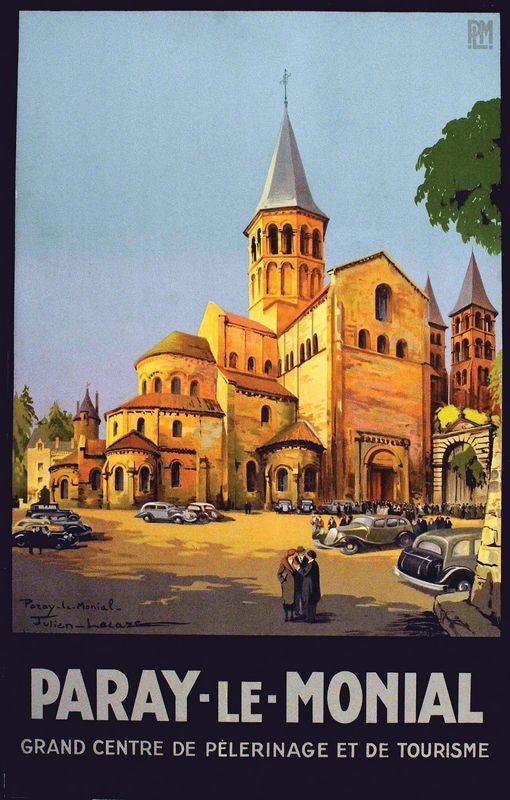 Vintage Paray Le Monial French Tourism Poster Print A3/A4