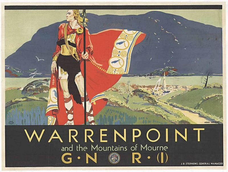 Vintage GNR Warrenpoint and Mountains of Mourne Ireland Tourism Poster Print A3/A4