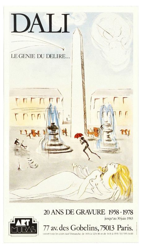 Vintage 1970's Salvador Dali Art Exhibition Paris Poster Print A3/A4