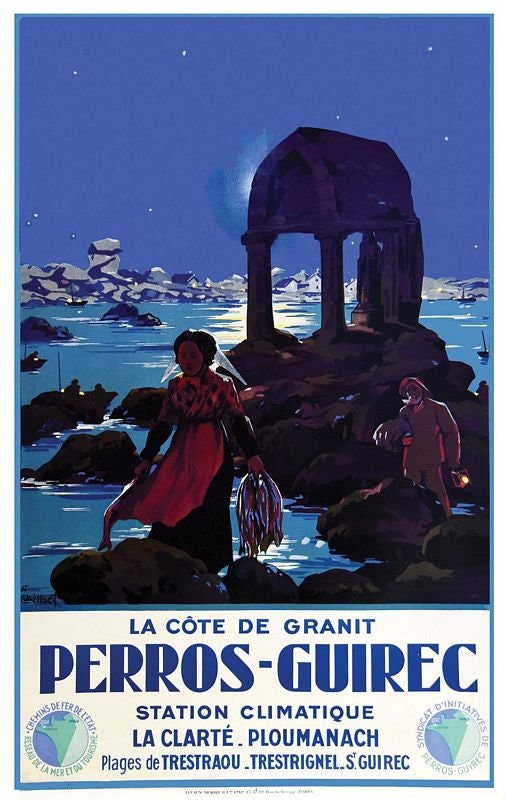 Vintage Perros Guirec French Tourism Poster Print A3/A4