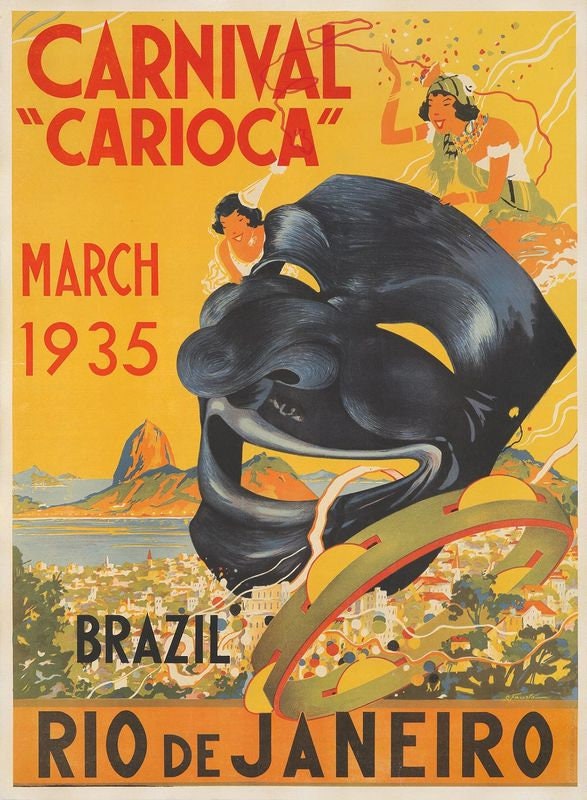 Vintage 1935 Rio De Janeiro Carnival Poster Print A3/A4